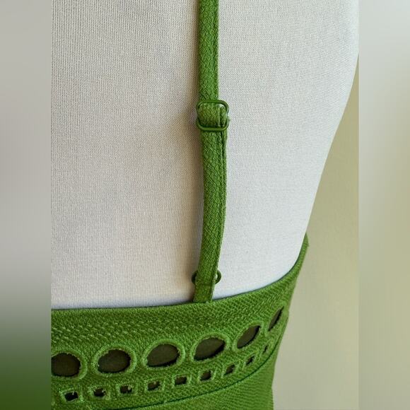 ANTHROPOLOGIE MAEVE SEABORNE CORSET PEPLUM TANK GREEN EYELETTE SIZE 0 - Picture 6 of 8